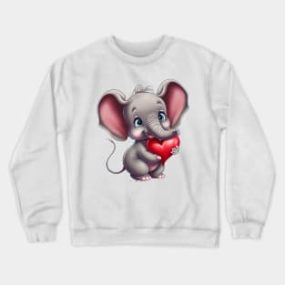 Baby elephant holding a heart Crewneck Sweatshirt